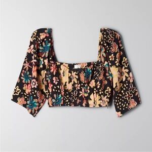 Aritzia Wilfred Le Fou Samba 100% silk floral print bustier blouse. 🖤
